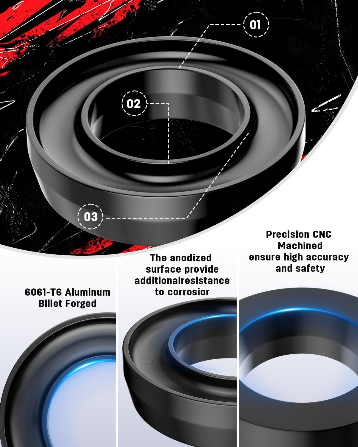 Richeer 2" Front Leveling Kit for Chevy and GMC(Silverado, Sierra)