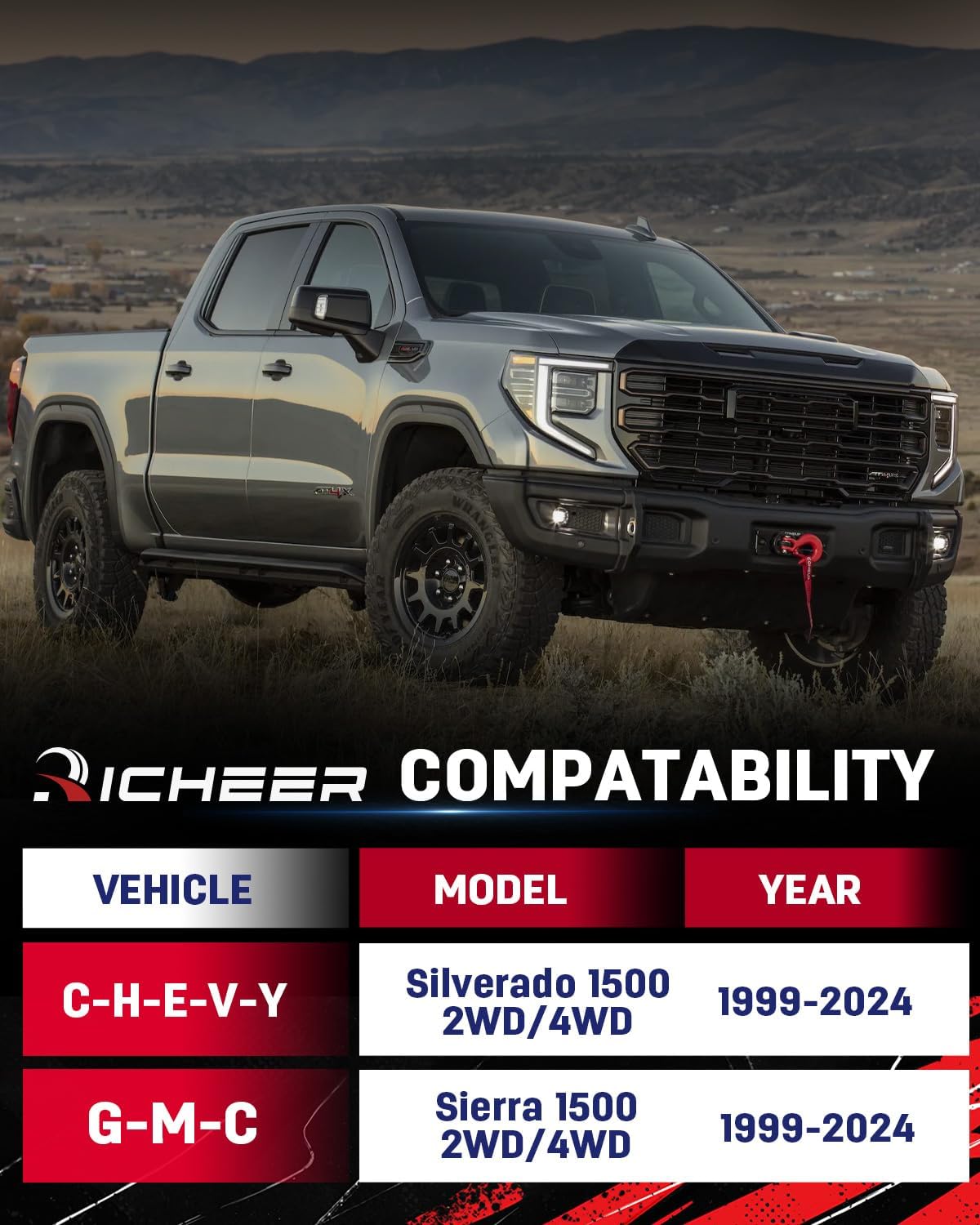 Richeer 3" Rear Leveling Kit for 2007-2026 Chevy GMC Silverado / Sierra 1500