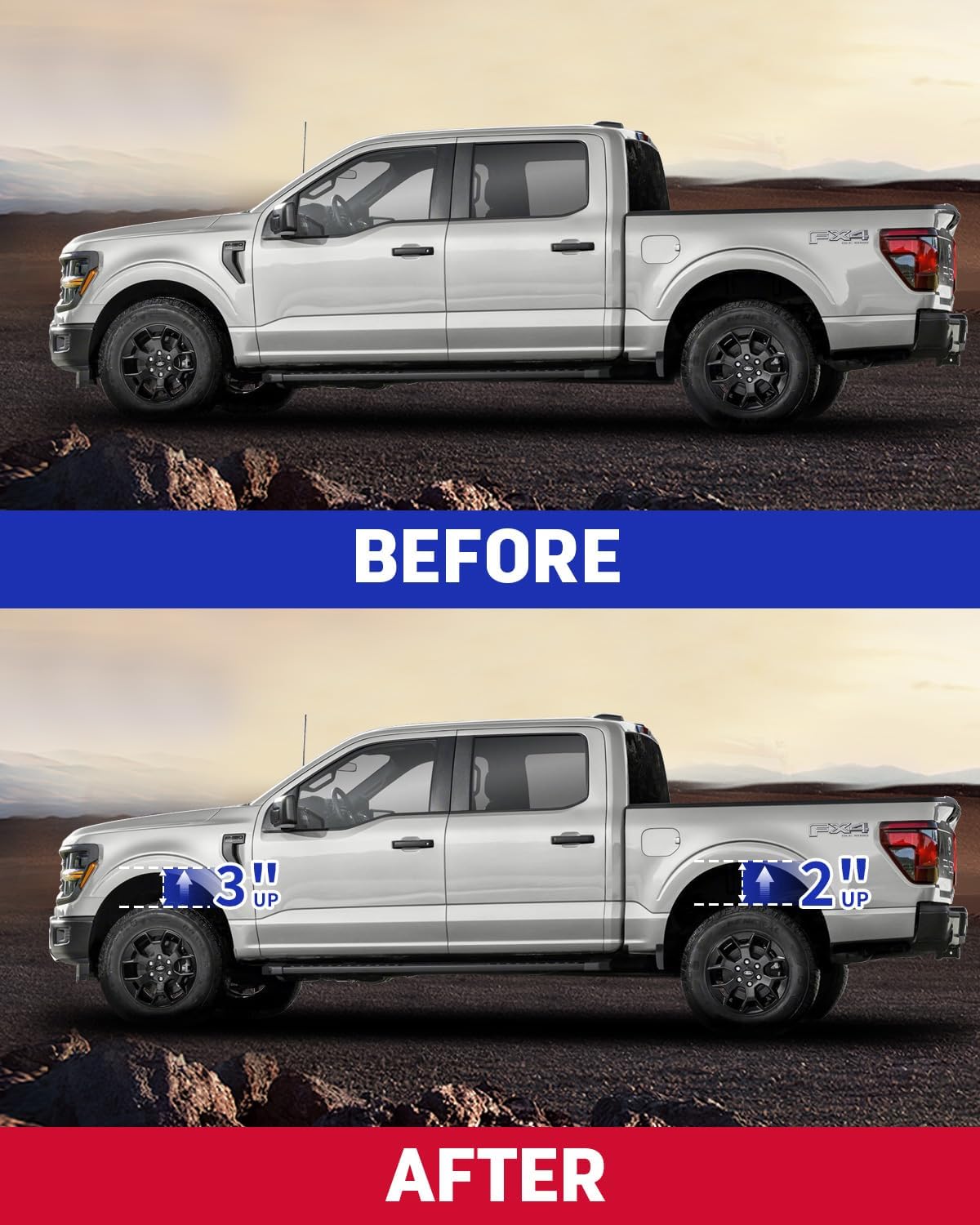 Richeer 3" Front 2" Rear Leveling Kit for 2004-2020 Ford(F150)