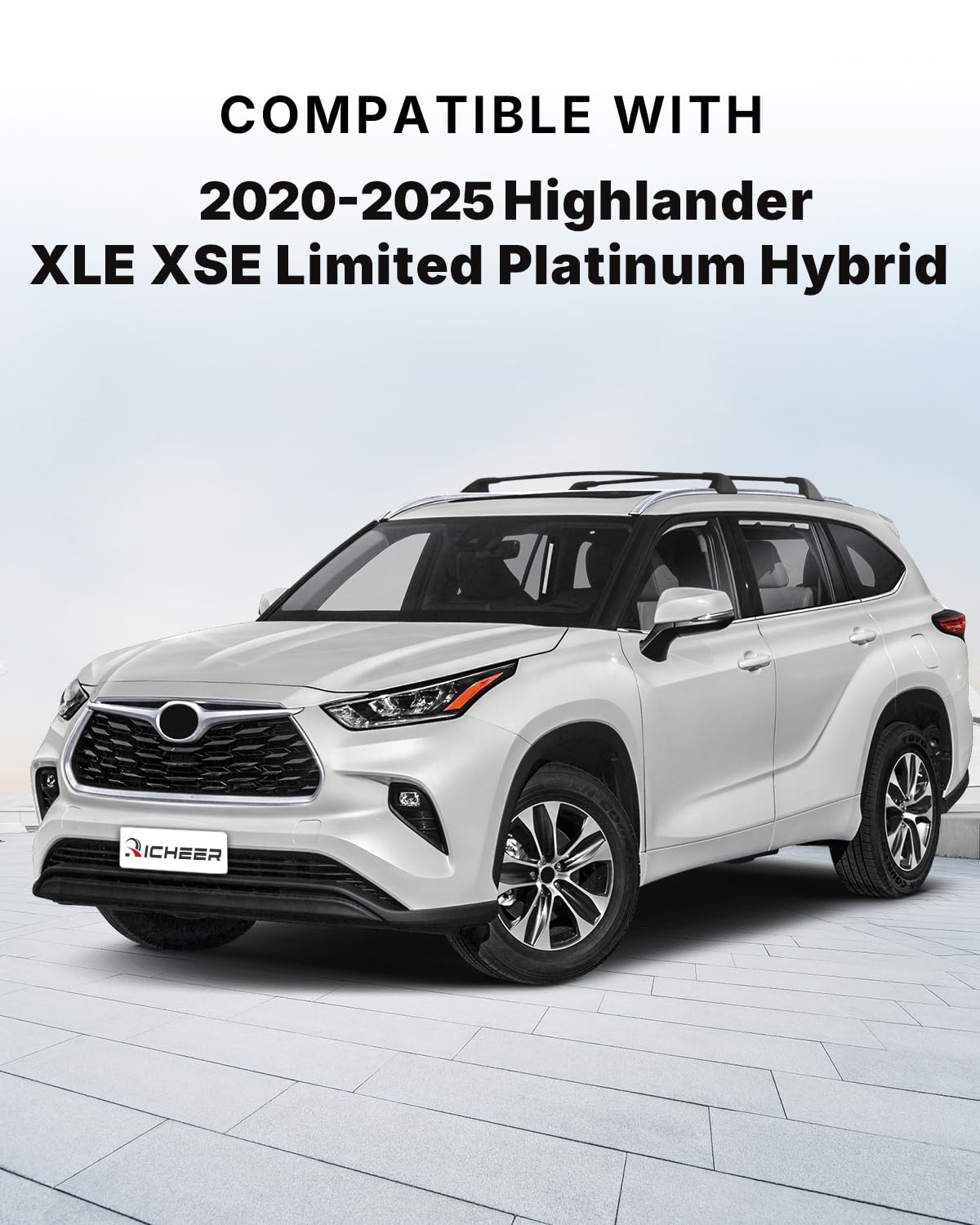 Richeer 260LBS Roof Rack Cross Bars (2020-2025 Highlander XLE XSE Limited Platinum Hybrid), Heavy Duty Aluminum Cross Bar