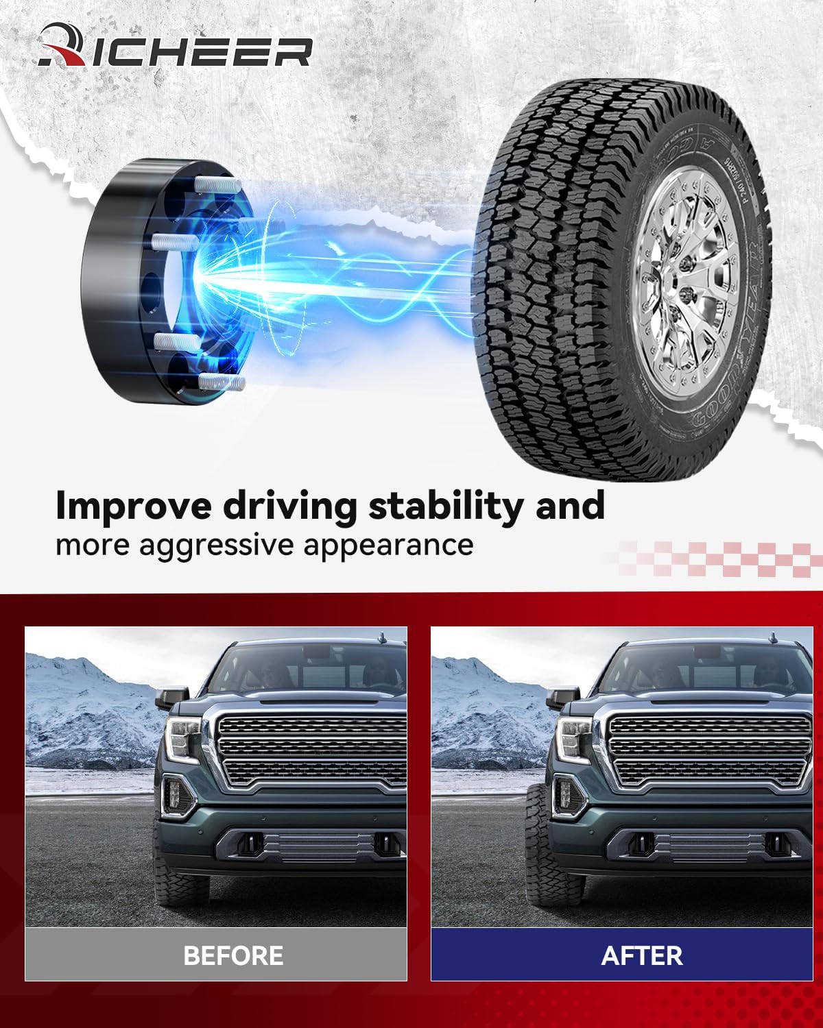 Richeer 2" 6x5.5" Wheel Spacers for Off-Road Vehicles(Chevy, GMC, Cadillac & More)