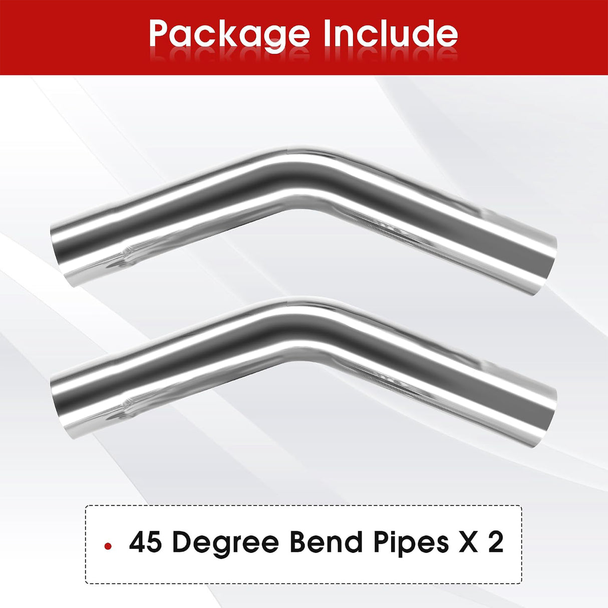 Richeer 2.5 Inch O.D. Stainless Steel Exhaust Pipe 45 Degree Elbow (2PCS)