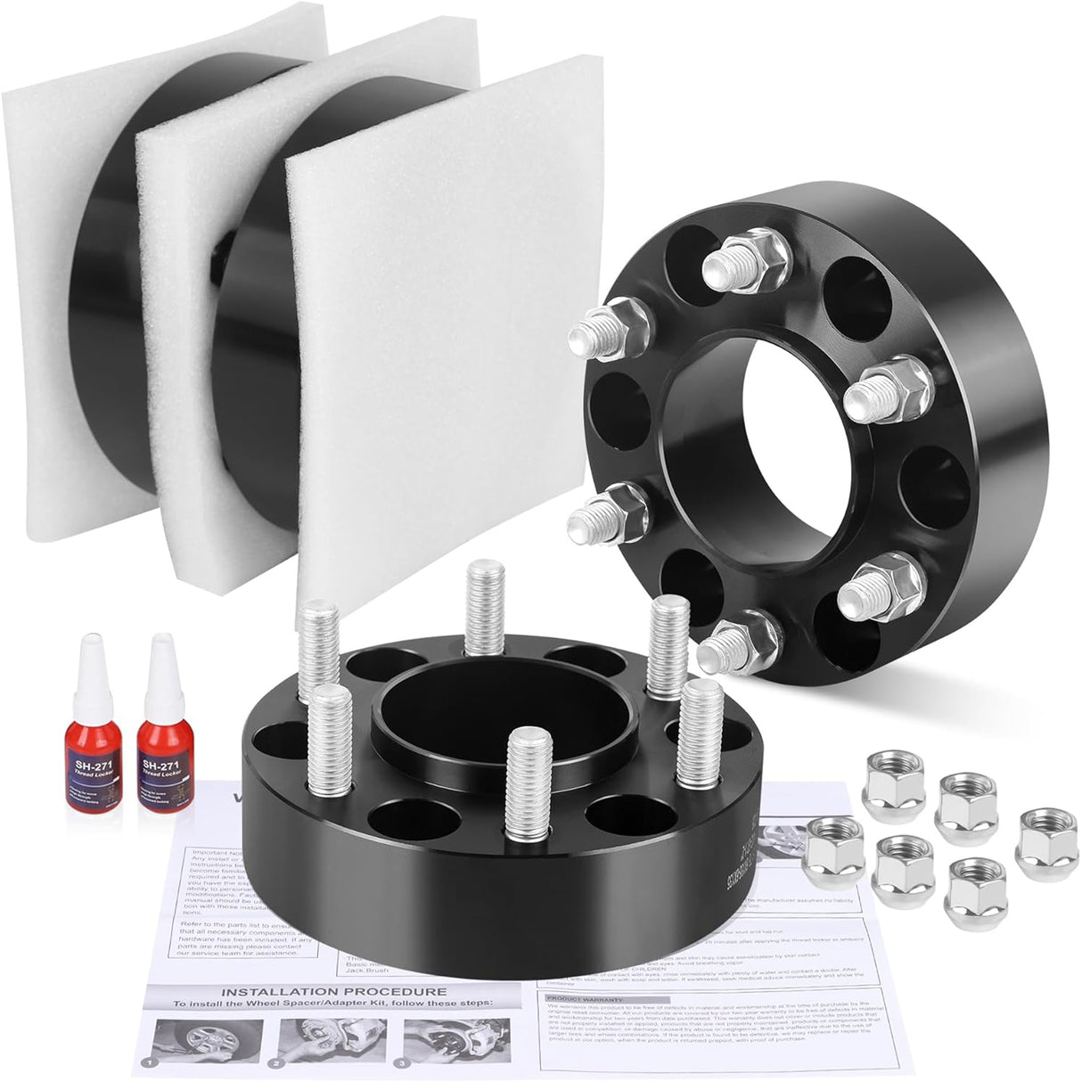Richeer 1.5 inch 6x135 to 6x5.5 Wheel Adapters with M14x1.5 Studs for Chevy Sliverado 1500 Wheels on 2015-2025 F150 Vehicle