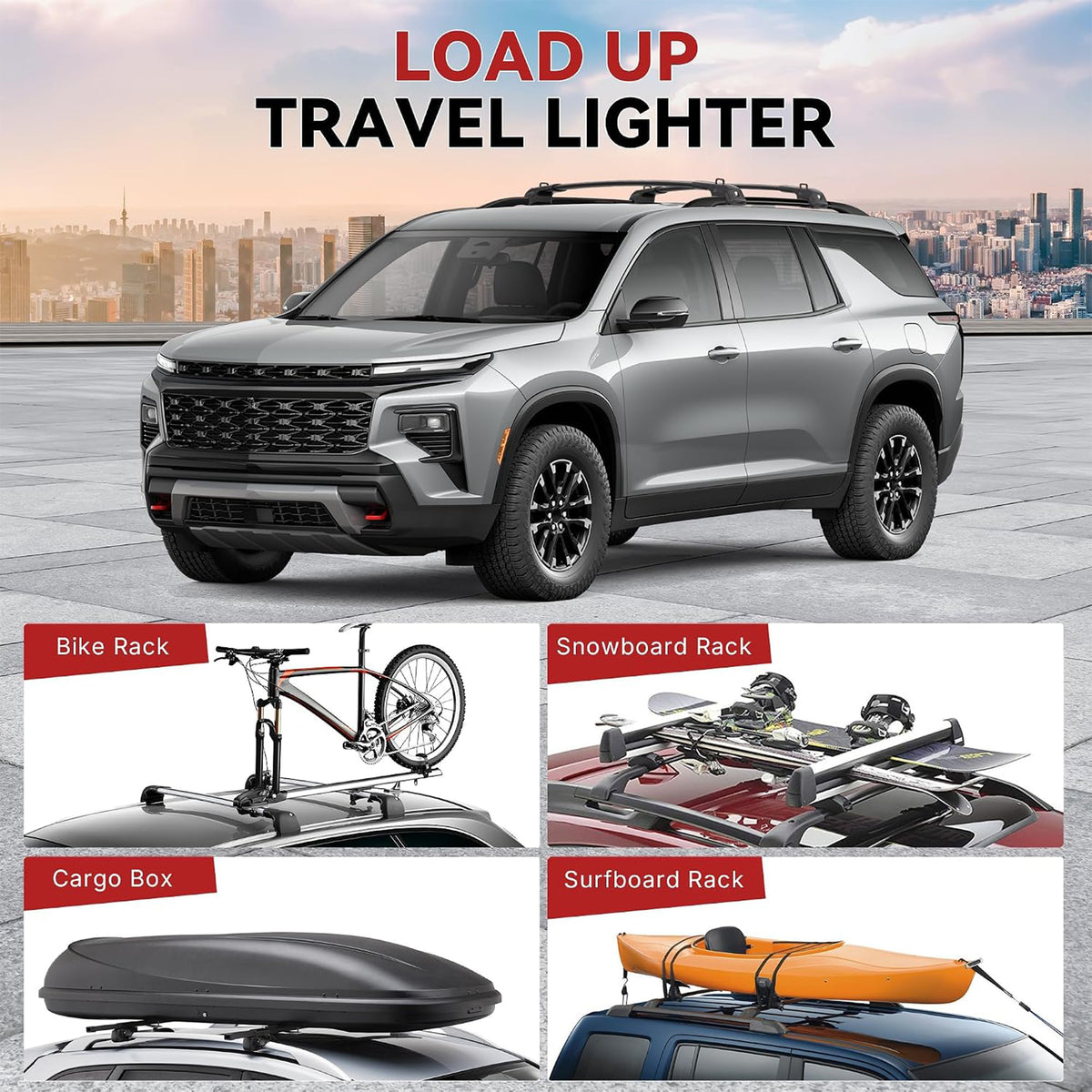 Richeer 330LBS Roof Rack Cross Bars for 2022-2026 Chevrolet Traverse