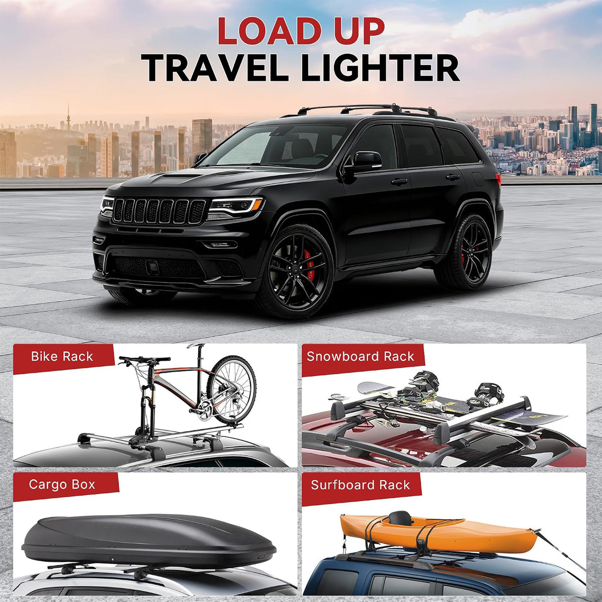 Richeer 360LBS Roof Rack Cross Bars for 2011-2022 Grand Cherokee