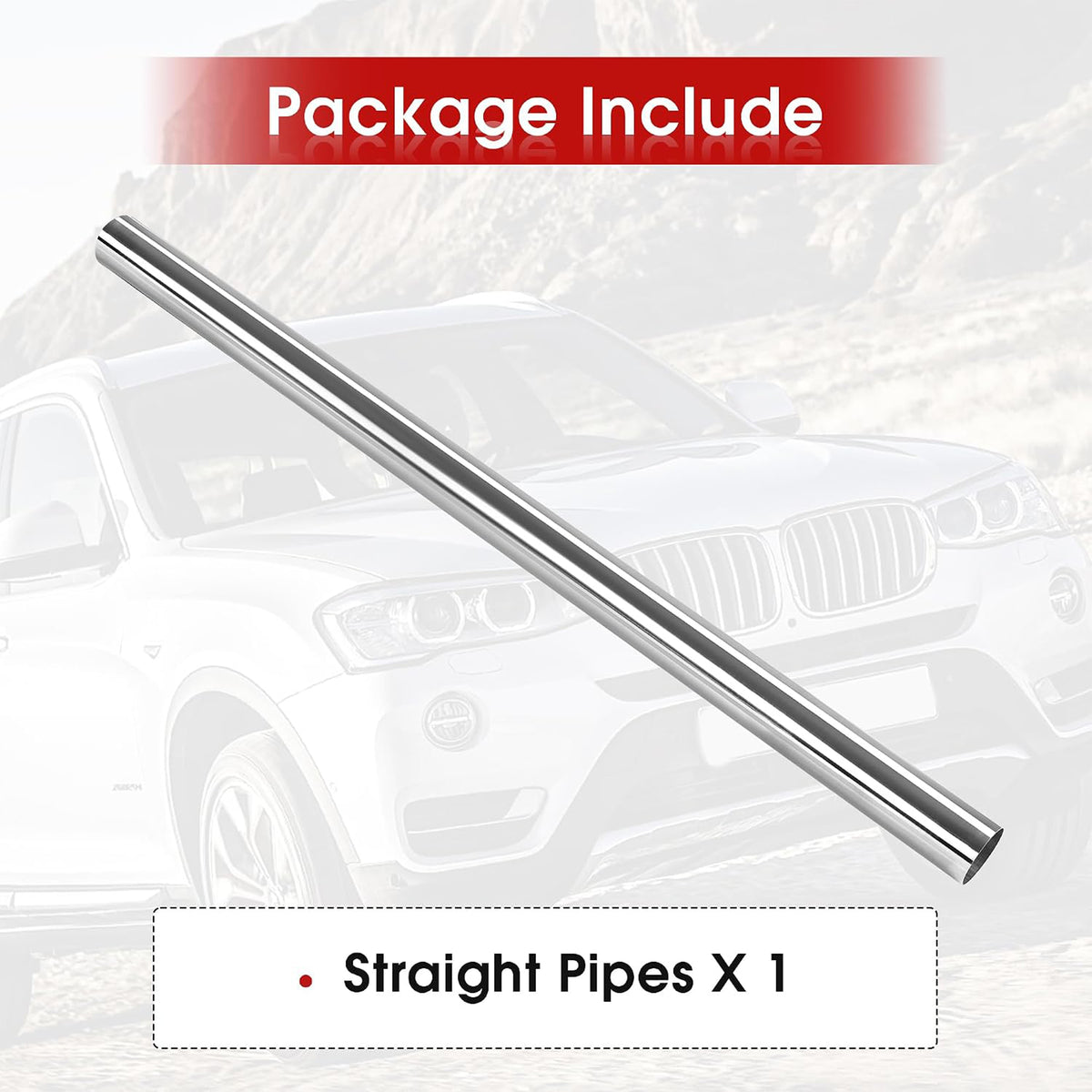 Richeer 3 Inch O.D. T304 Stainless Steel Straight Exhaust Pipe,47.3" Long
