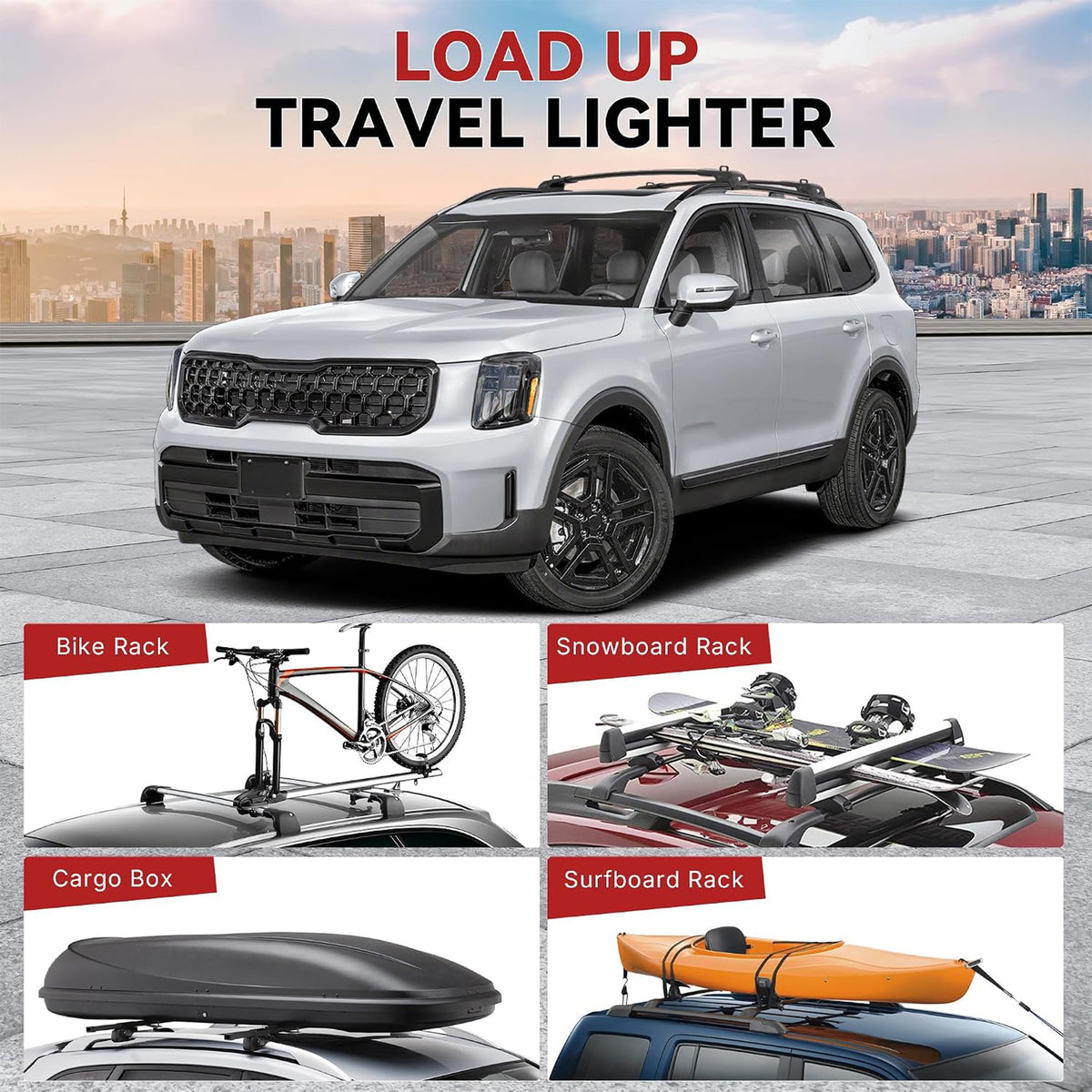 Richeer Roof Rack Cross Bars for Kia Telluride X-PRO X-LINE 2023-2025