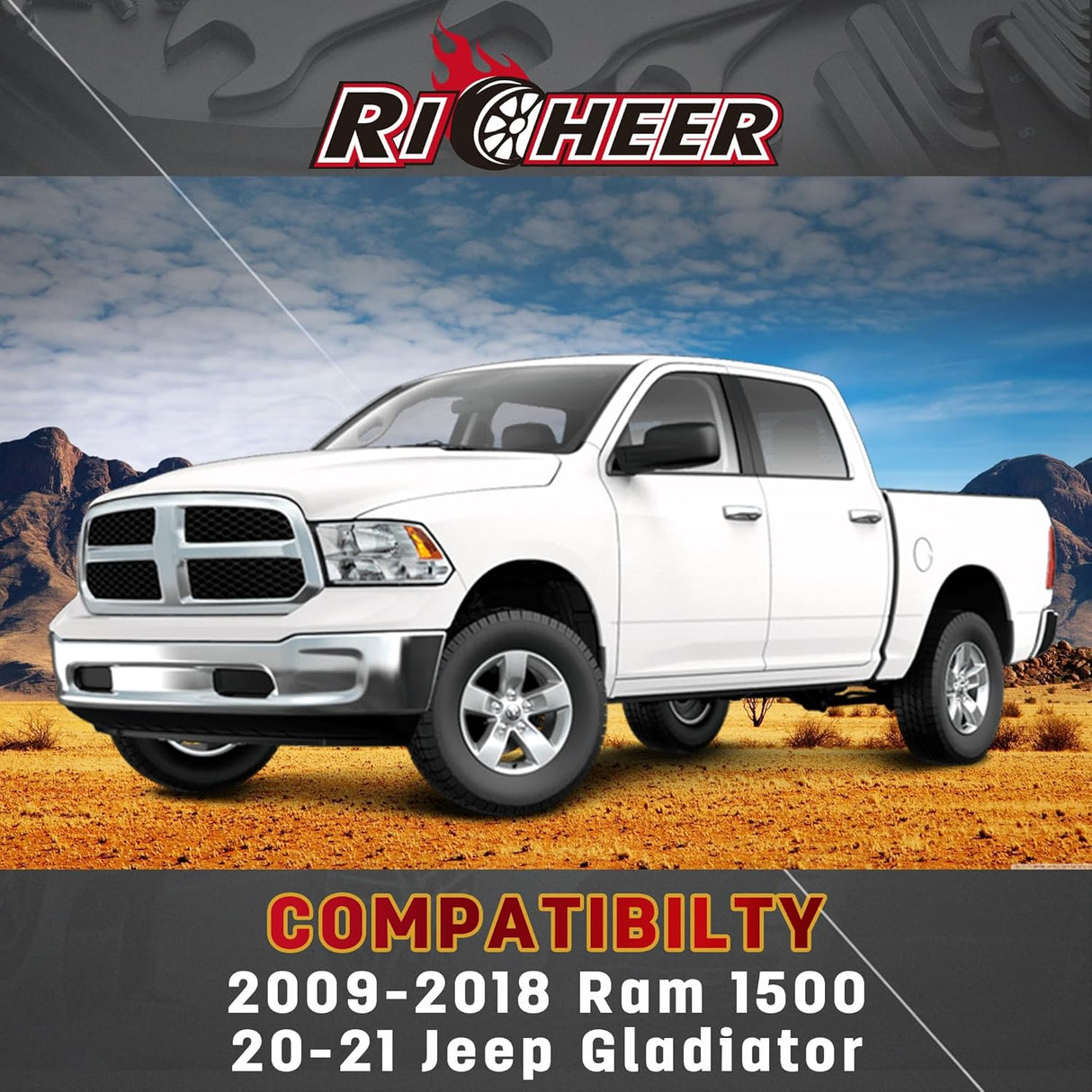 Richeer 0-4'' Rear Adjustable Track Bar Replacement OEM Factory Suspension Arms(2009-2018 RAM, 2020-2021 JEEP)