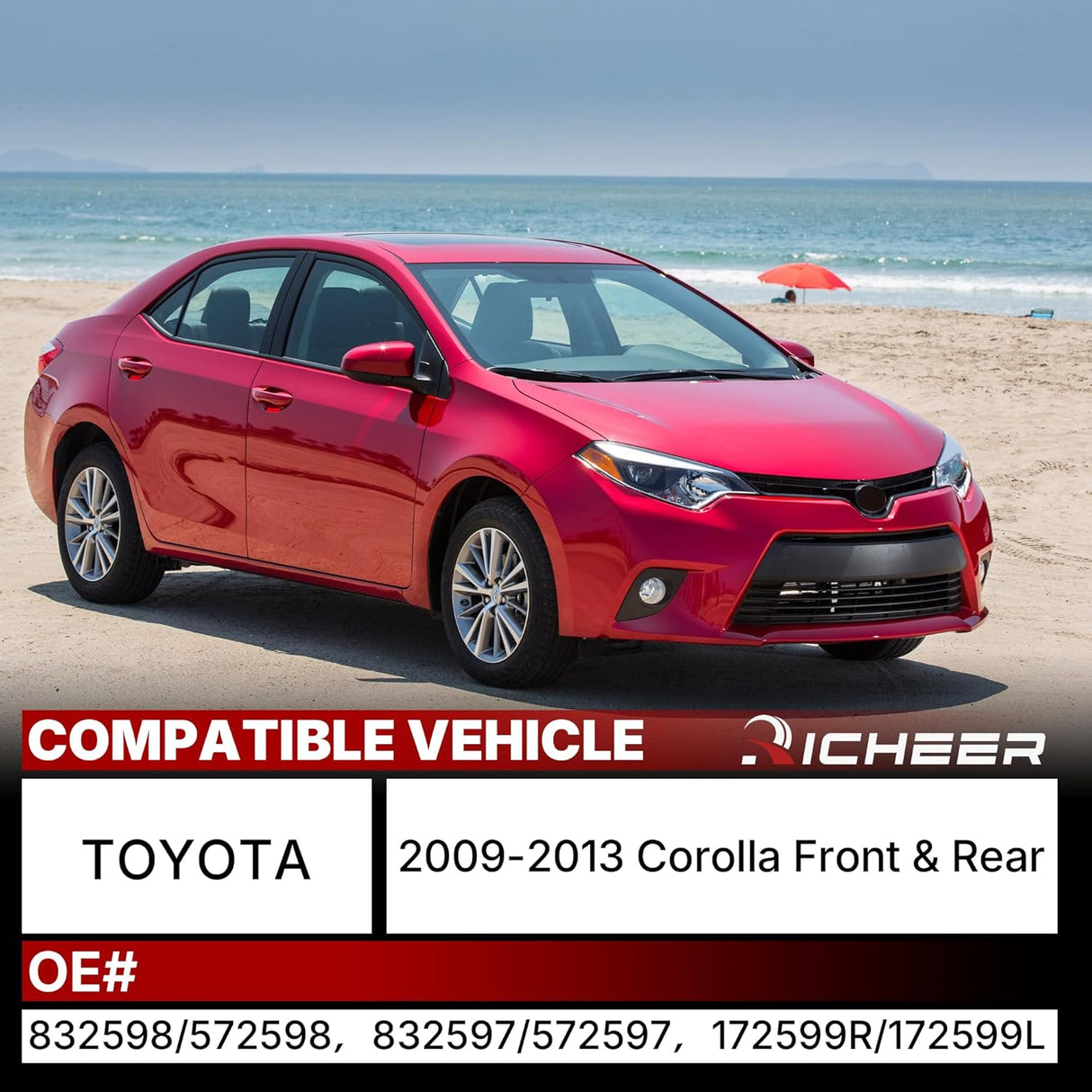 Richeer Front and Rear 4 PCS Strut Assembly Compatible (2009-2013 Corolla)