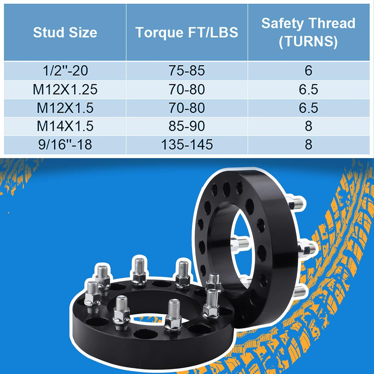 Richeer 8x180mm to 8x6.5" Wheel Adapters for Silverado and Compatible Models