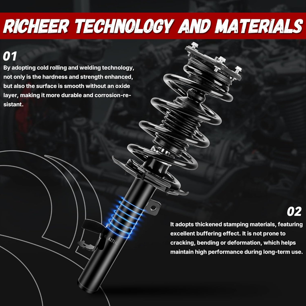 Richeer Front 2 PCS Strut Assembly, Shock Absorber Front(2014-2019 Escape)