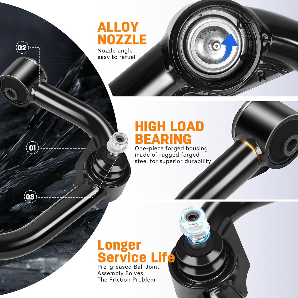 Richeer Front Upper Control Arms for 2-4" Litf Fits Ford & Lincoln(04-24 F150, Navigator & More)