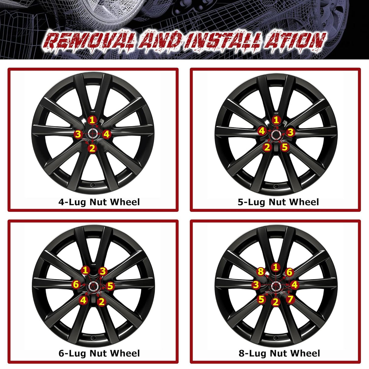 Richeer 9/16-18 Lug Nuts, 32PCS Bulge Acorn, Closed End for Trucks & SUVs - Chrome