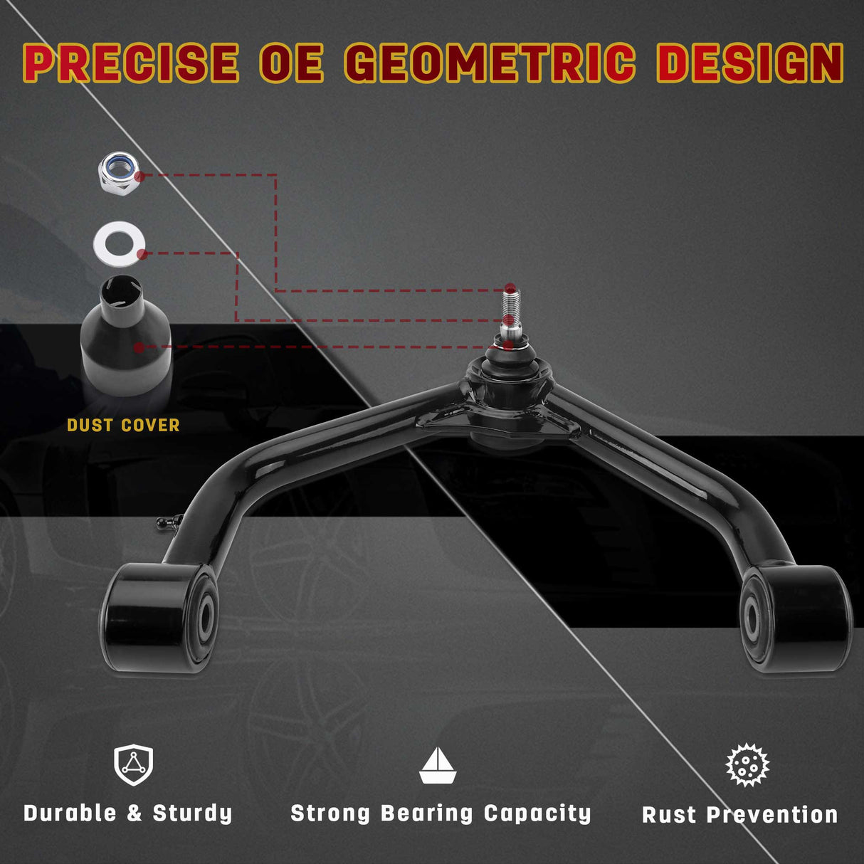 Richeer Front Upper Control Arms for 2-4" Lift Fits 2009-2025 Ram 1500 - Black