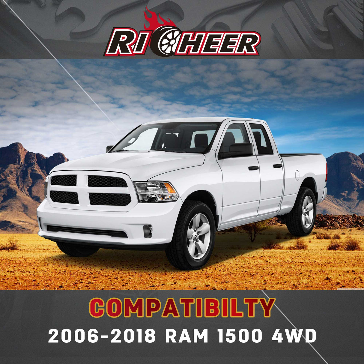 Richeer Front Upper Control Arms for 2-4" Lift Fits 2009-2025 Ram 1500 - Black