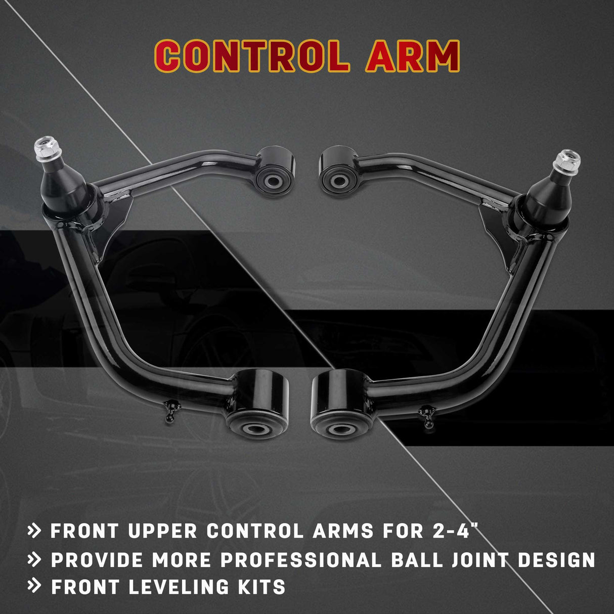 Richeer Front Upper Control Arms for 2-4" Lift Fits 2009-2025 Ram 1500 - Black