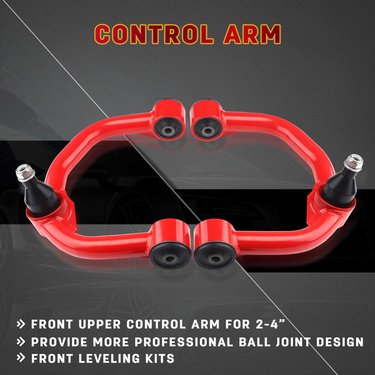 Richeer Front Upper Control Arms for 2-4" Litf Fits Ford & Lincoln(04-24 F150, Navigator & More) - Red