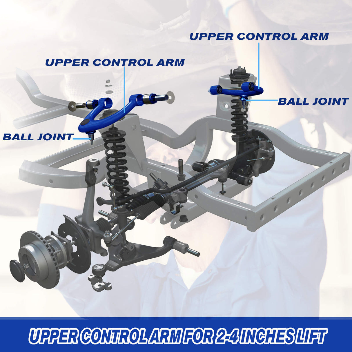Richeer Lift Front Upper Control Arms for 2-4" Lift Fits Chevy and GMC(11-19 Silverado, Sierra) - Blue