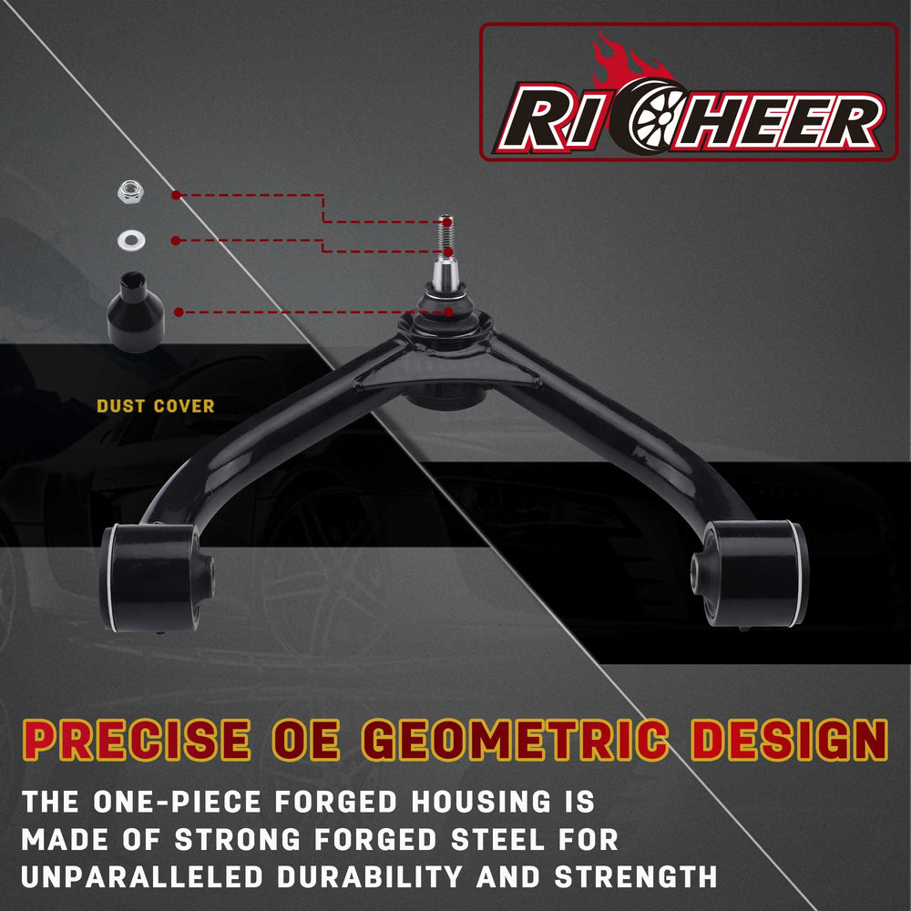 Richeer Lift Front Upper Control Arms for 2-4" Lift Fits Chevy and GMC(11-19 Silverado, Sierra) - Black