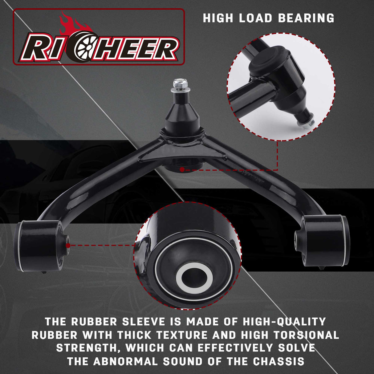 Richeer Lift Front Upper Control Arms for 2-4" Lift Fits Chevy and GMC(11-19 Silverado, Sierra) - Black