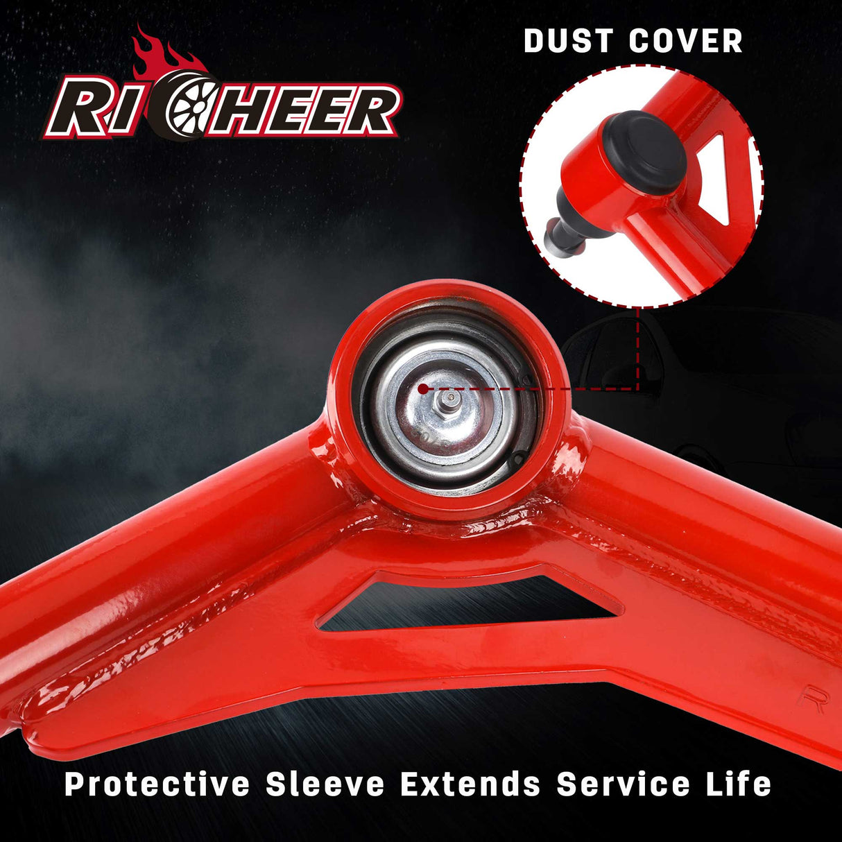 Richeer Front Upper Control Arms for 2-4" Lift Fits Chevy and GMC(00-10 Silverado, Sierra, H2 & More) - Red