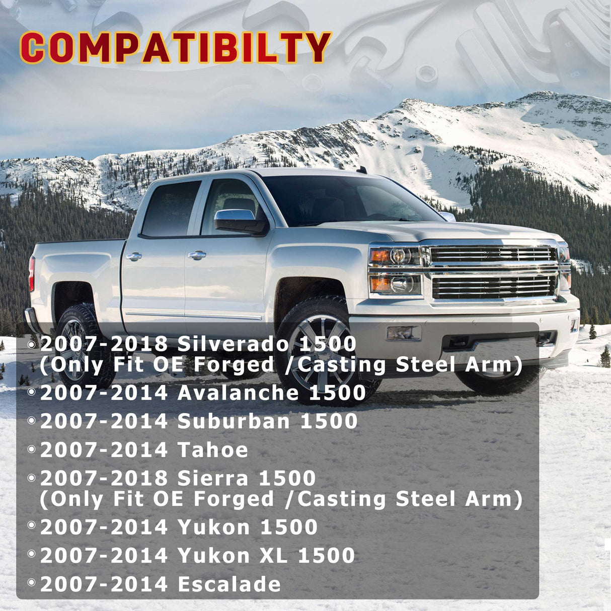 Richeer Front Upper Control Arms for 2-4" Lift Fits Chevy, GMC(07-16 Silverado, Sierra, Tahoe & More)- Red