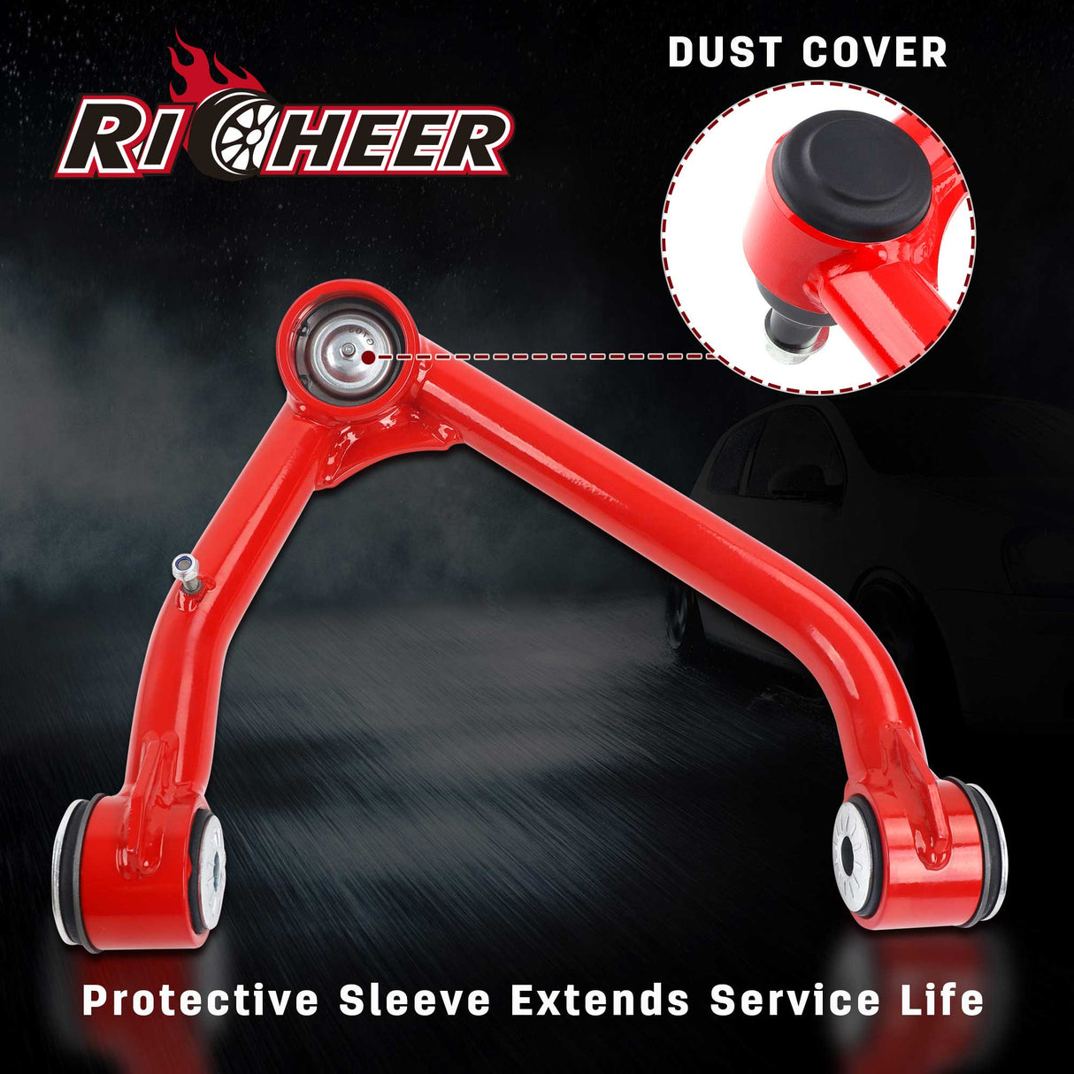 Richeer Front Upper Control Arms for 2-4" Lift Fits Chevy, GMC(07-16 Silverado, Sierra, Tahoe & More)- Red