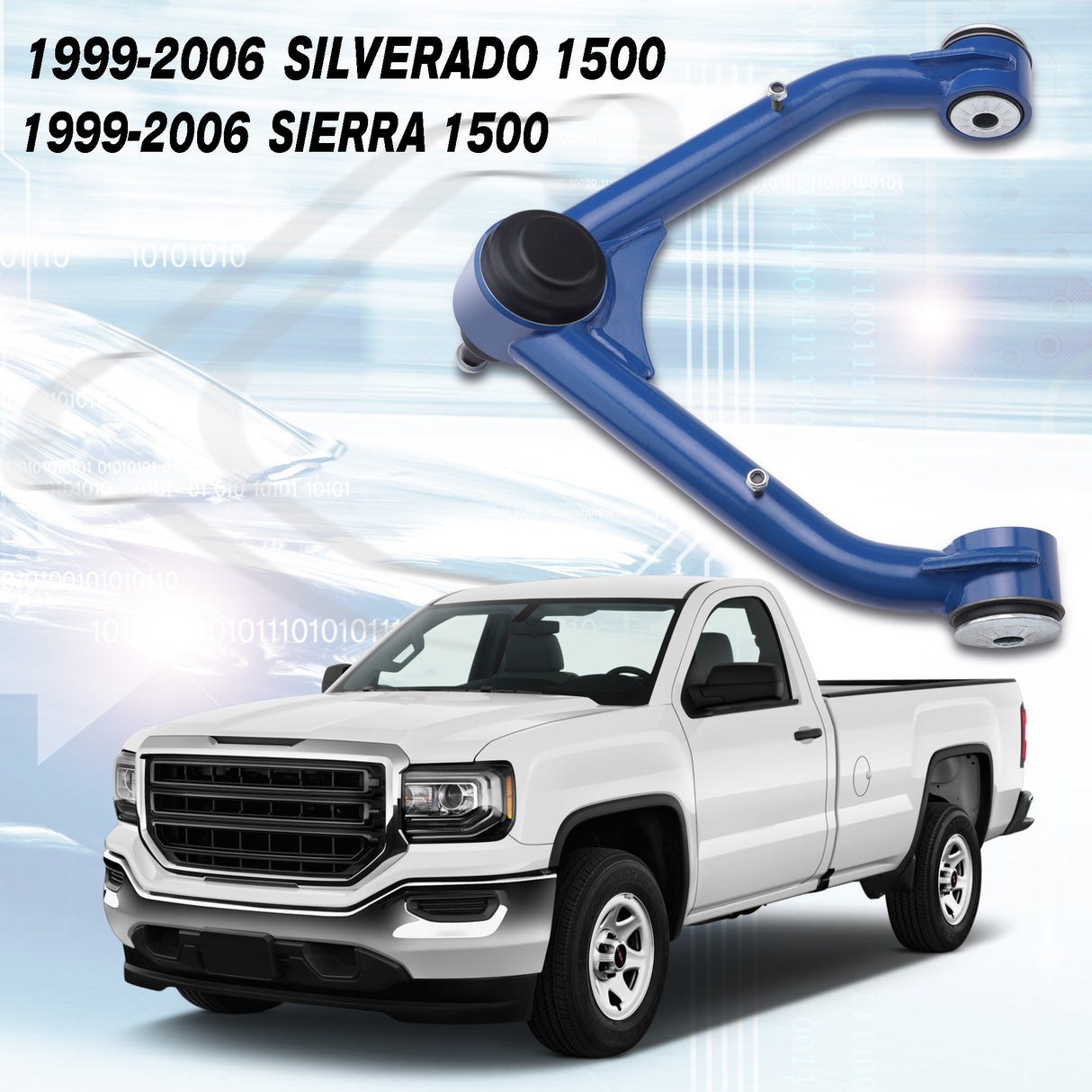 Richeer Front Upper Control Arms for 2-4" Lift Fits Chevy, GMC(99-06 Silverado, Sierra, Escalade & More) - Blue