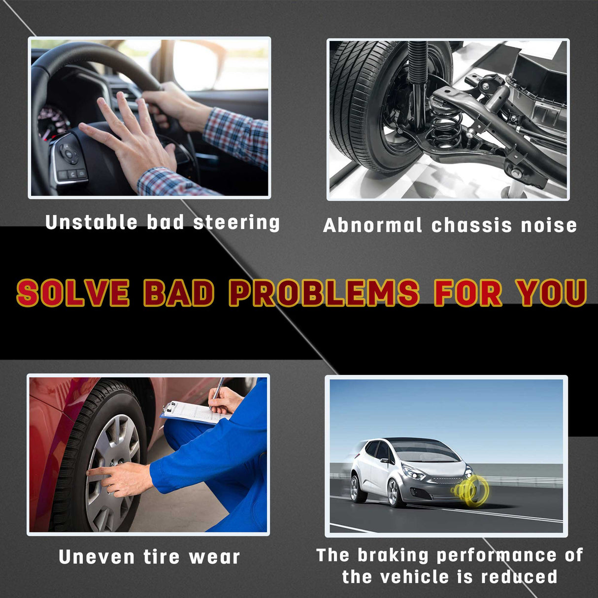 Richeer Front Upper Control Arms for 2-4“ Lift Fits 2005-2023 Toyota Tacoma(Only Fit 6 Lug Models)- Black