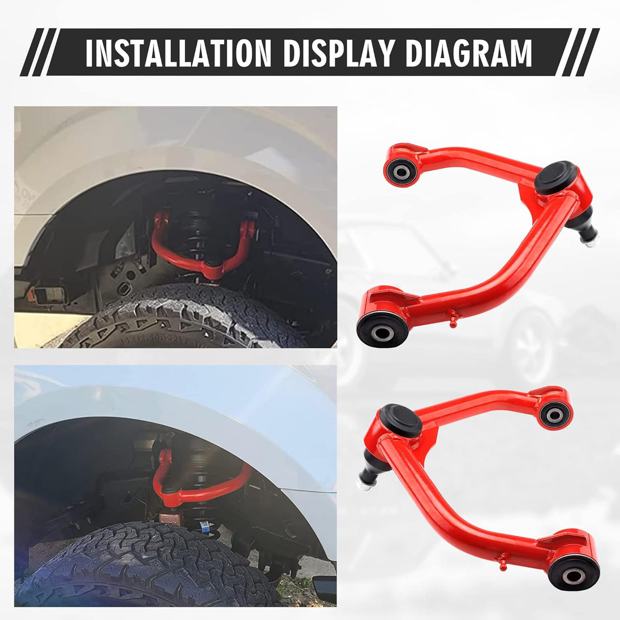 Richeer Front Upper Control Arms for 2-4" Lift Fits 2009-2025 Ram 1500 - Red