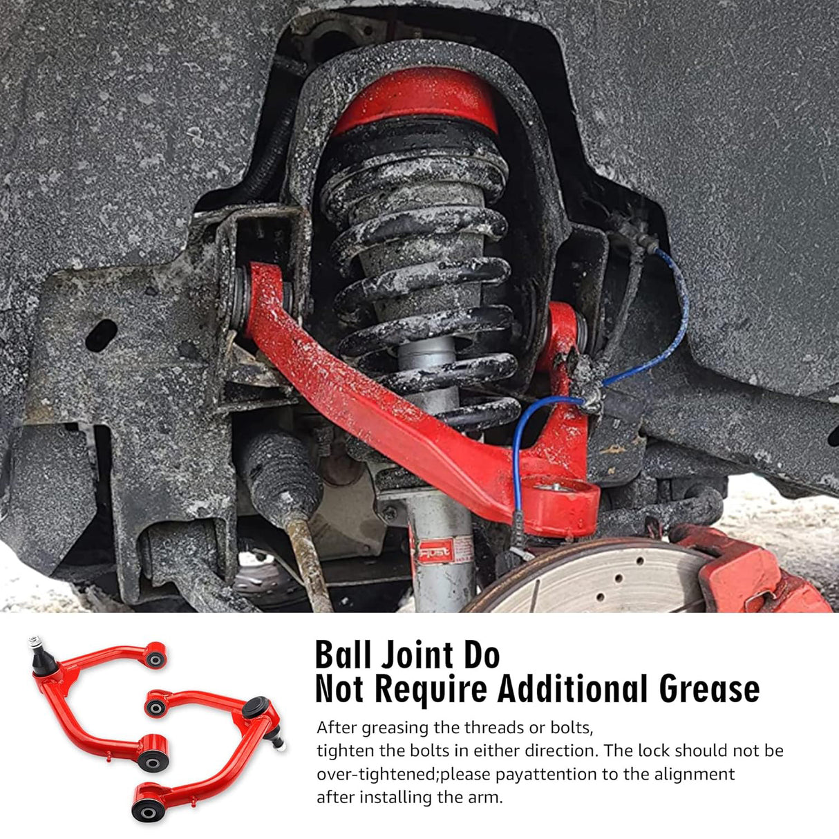 Richeer Front Upper Control Arms for 2-4" Lift Fits 2009-2025 Ram 1500 - Red