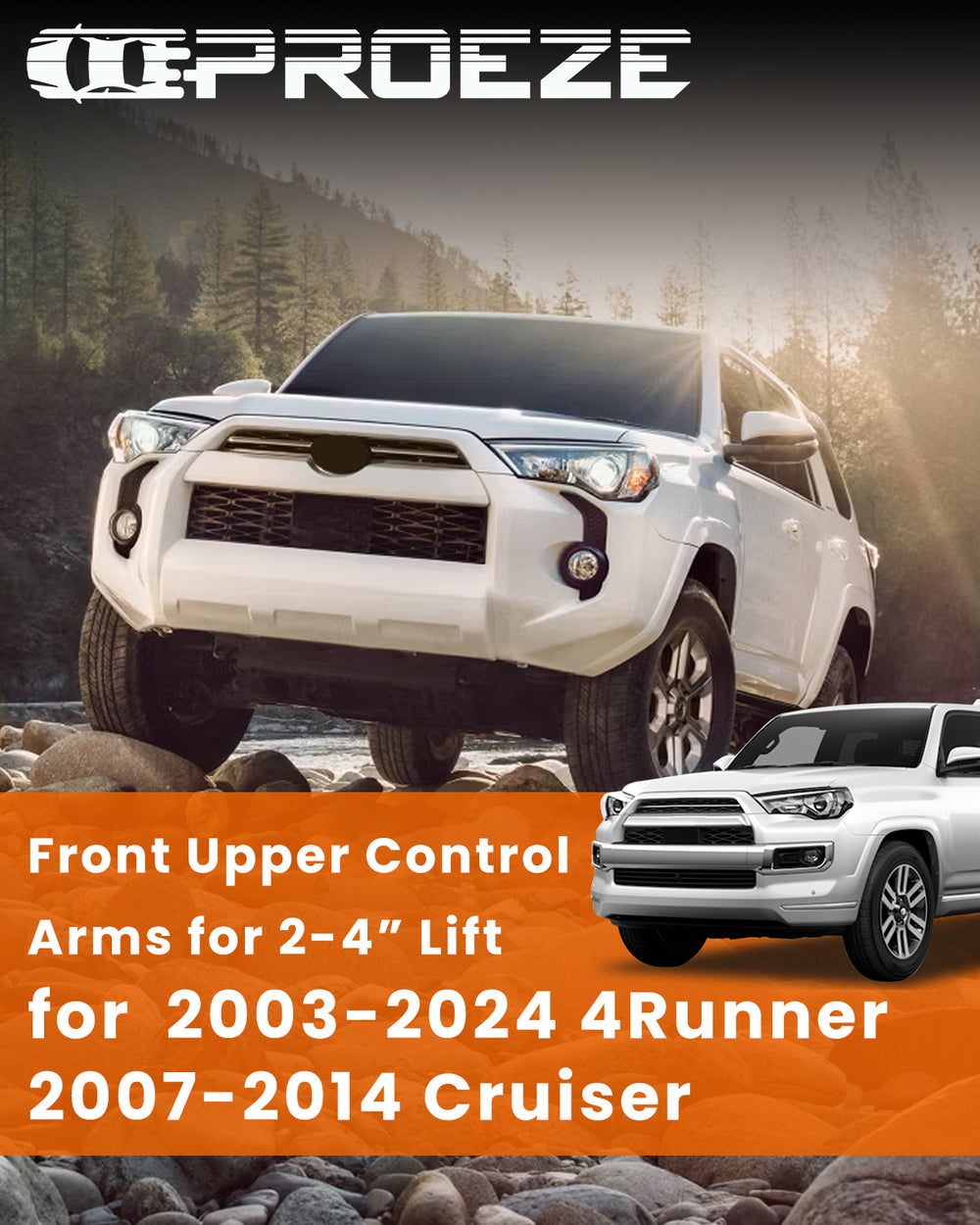 Richeer Front Upper Control Arms for 2-4" Lift Fits 2003-2024 Toyota 4 Runner FJ- Red