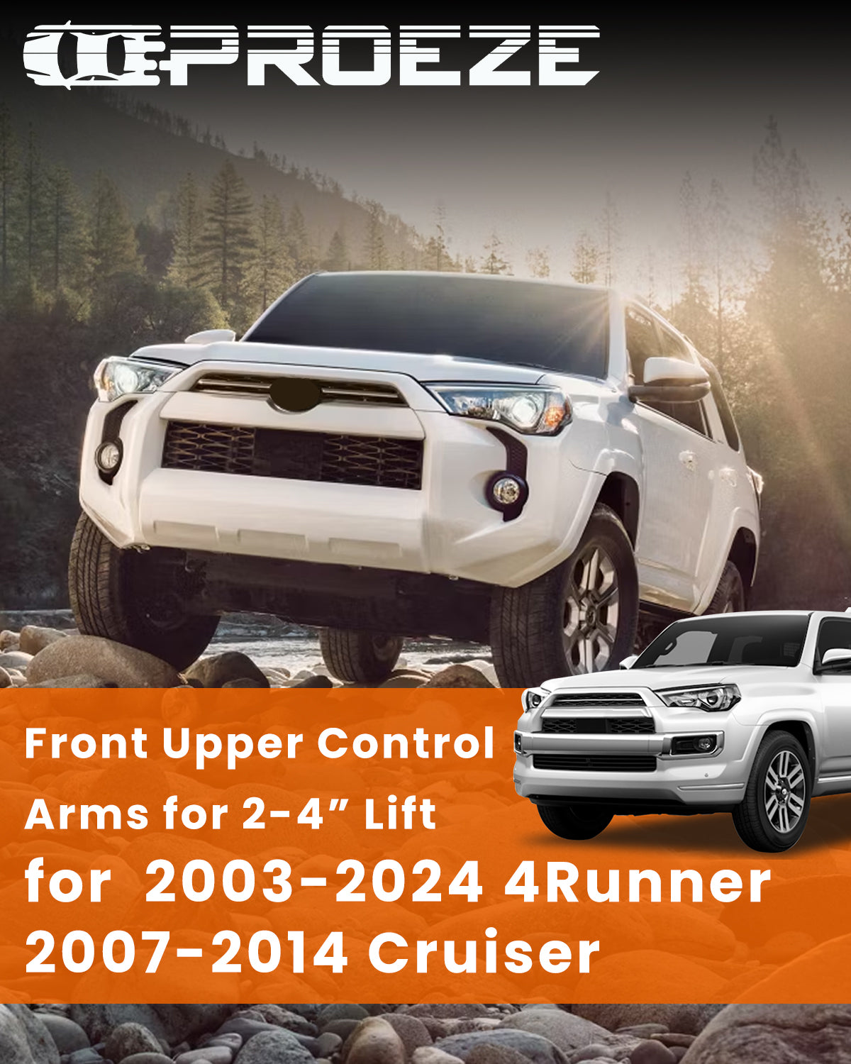 Richeer Front Upper Control Arms for 2-4" Lift Fits 2003-2024 Toyota 4 Runner FJ- Red