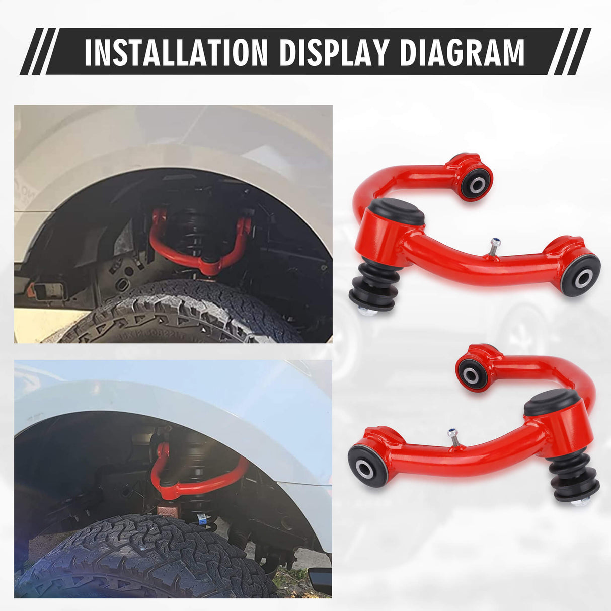 Richeer Front Upper Control Arms for 2-4" Lift Fits The 1st Gen Toyota Tacoma & The 3st Gen Toyota 4Runner- Red