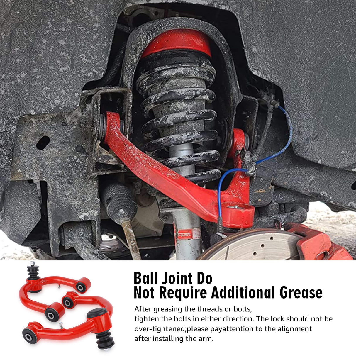 Richeer Front Upper Control Arms for 2-4" Lift Fits The 1st Gen Toyota Tacoma & The 3st Gen Toyota 4Runner- Red