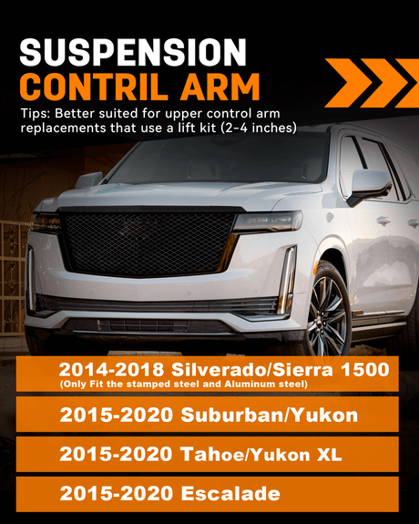 Richeer Front Upper Control Arms for 2-4" Lift Fits 3rd Gen (GMTK2XX)Chevy and 4th Gen GMC- Black