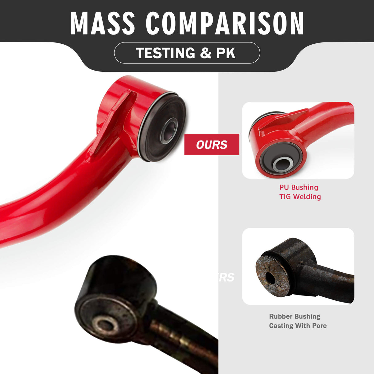 Richeer Front Upper Control Arms for 2-4" Lift Fits 2nd Gen Toyota Tundra(2007-2021) & Sequoia- Red