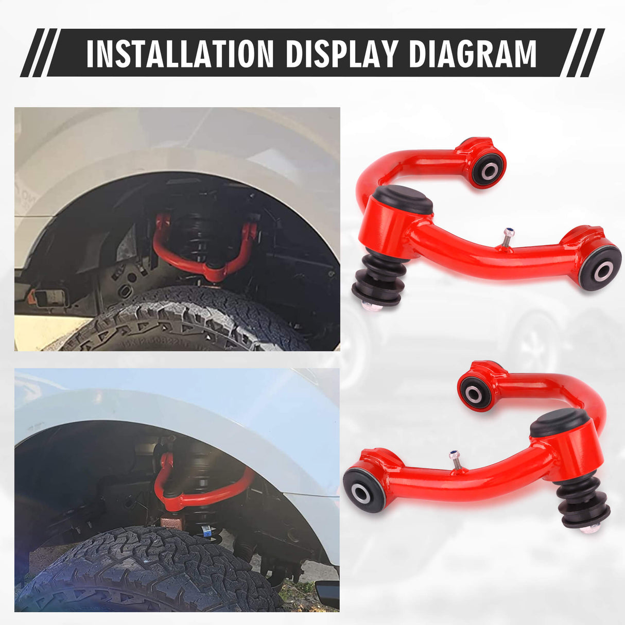 Richeer Front Upper Control Arms for 2-4" Lift Fits 1st Gen Toyota Tundra(2000-2006) , Sequoia - Red