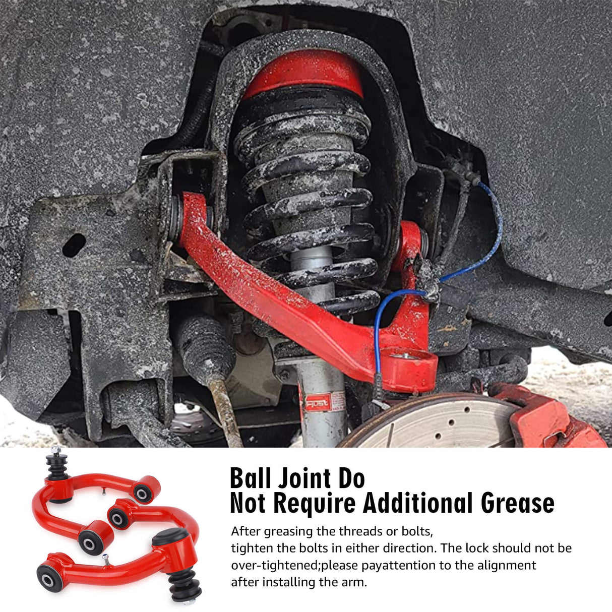 Richeer Front Upper Control Arms for 2-4" Lift Fits 1st Gen Toyota Tundra(2000-2006) , Sequoia - Red