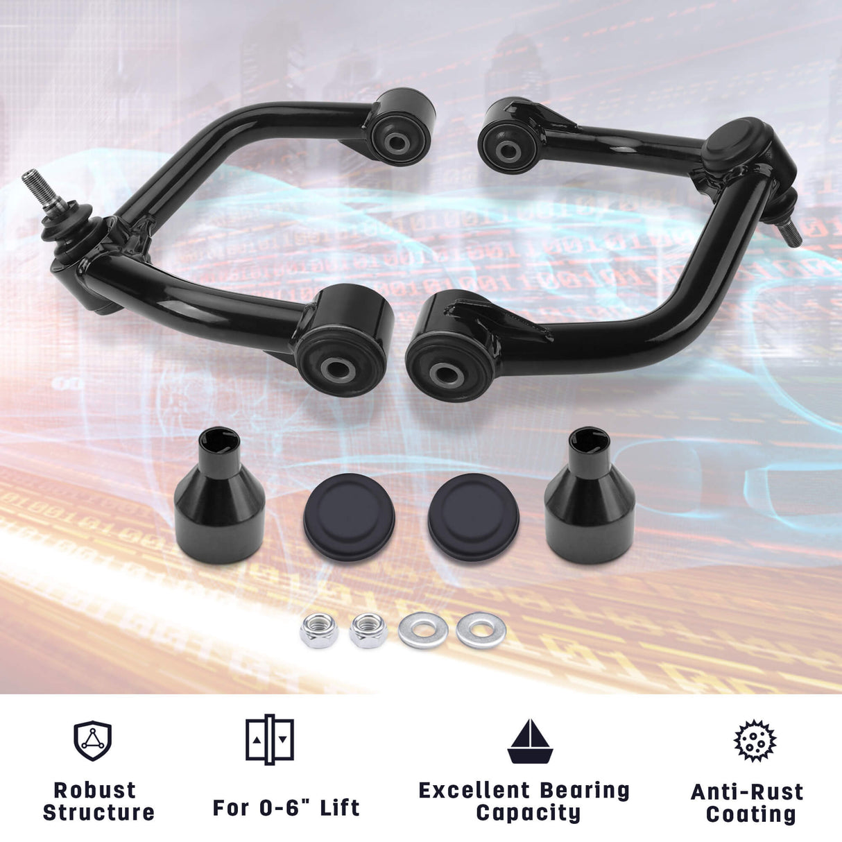 Richeer Front Upper Control Arms for  2-4" Lift Fits 2015-2022 Chevrolet Colorado 2nd Gen (RG) & 2015-2022 GMC Canyon 2nd Gen (GMT31XX)