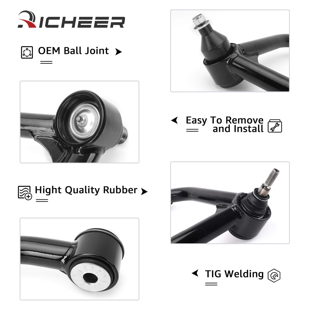 Richeer Front Upper Control Arms for 2-4" Lift Fits 1988-1999 Chevy and GMC (K1500)