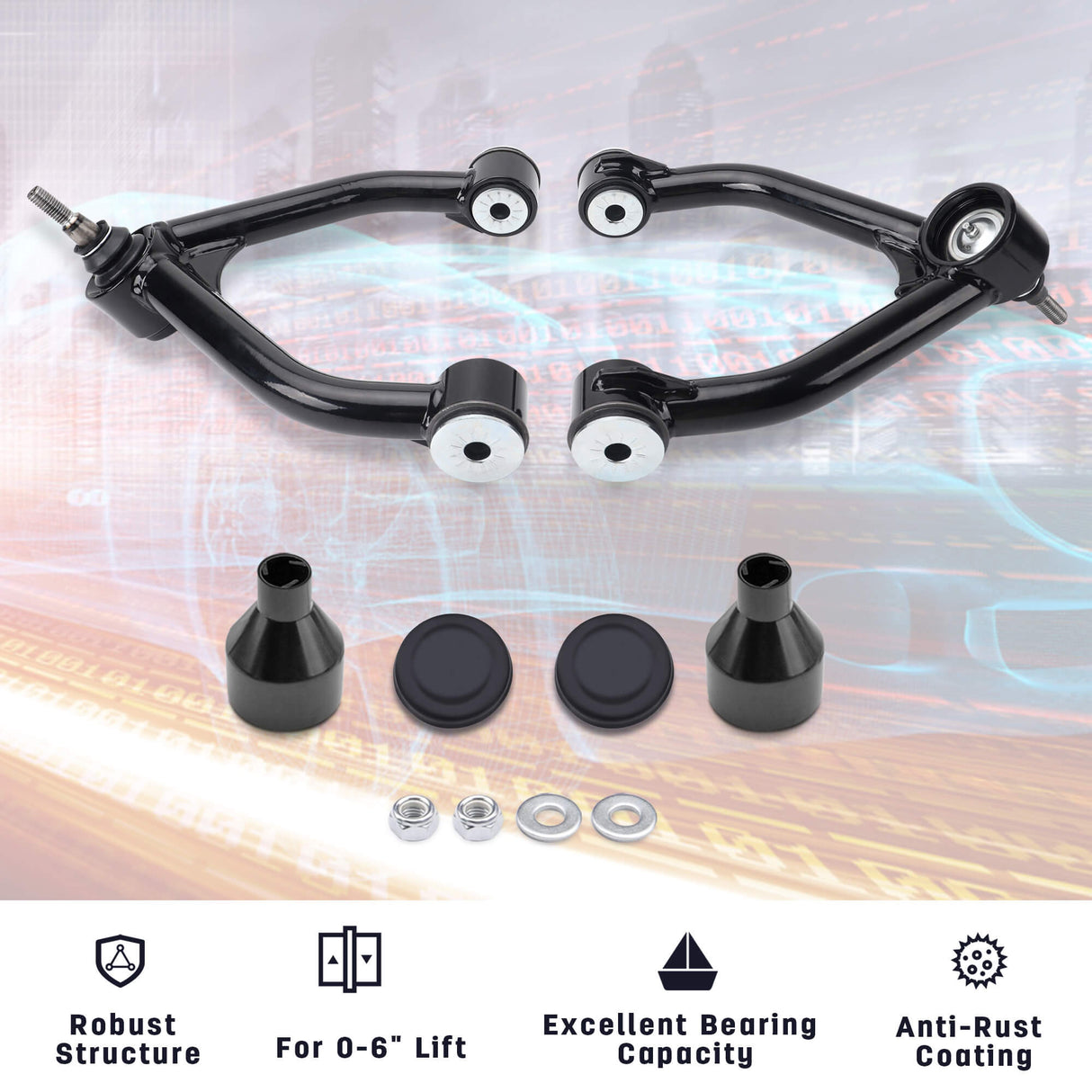 Richeer Front Upper Control Arms for 2-4" Lift Fits 1988-1999 Chevy and GMC (K1500)