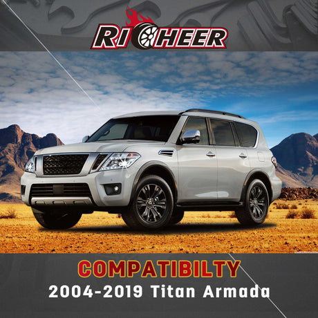 Richeer Front Upper Control Arms for 2-4" Lift Fits Nissan Titan(2004-2024) & Armada - Black