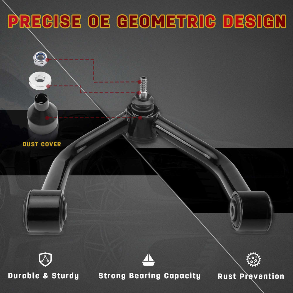 Richeer Front Upper Control Arms for 2-4" Lift Fits Nissan Titan(2004-2024) & Armada - Black