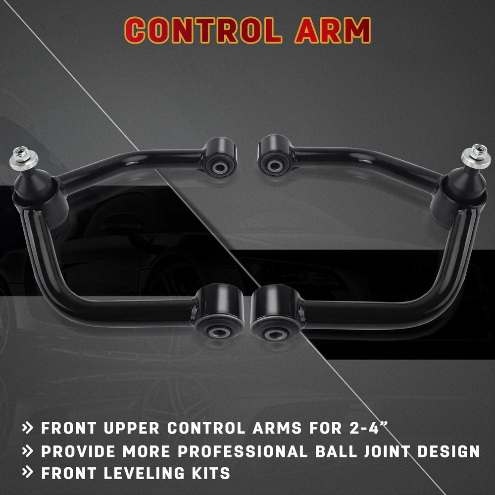 Richeer Front Upper Control Arms for 2-4" Lift Fits Nissan Titan(2004-2024) & Armada - Black