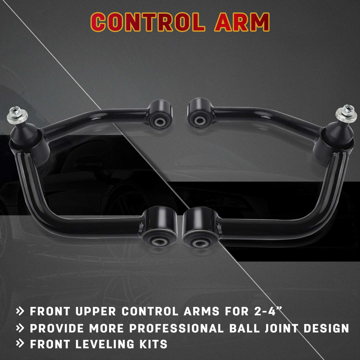 Richeer Front Upper Control Arms for 2-4" Lift Fits Nissan Titan(2004-2024) & Armada - Black