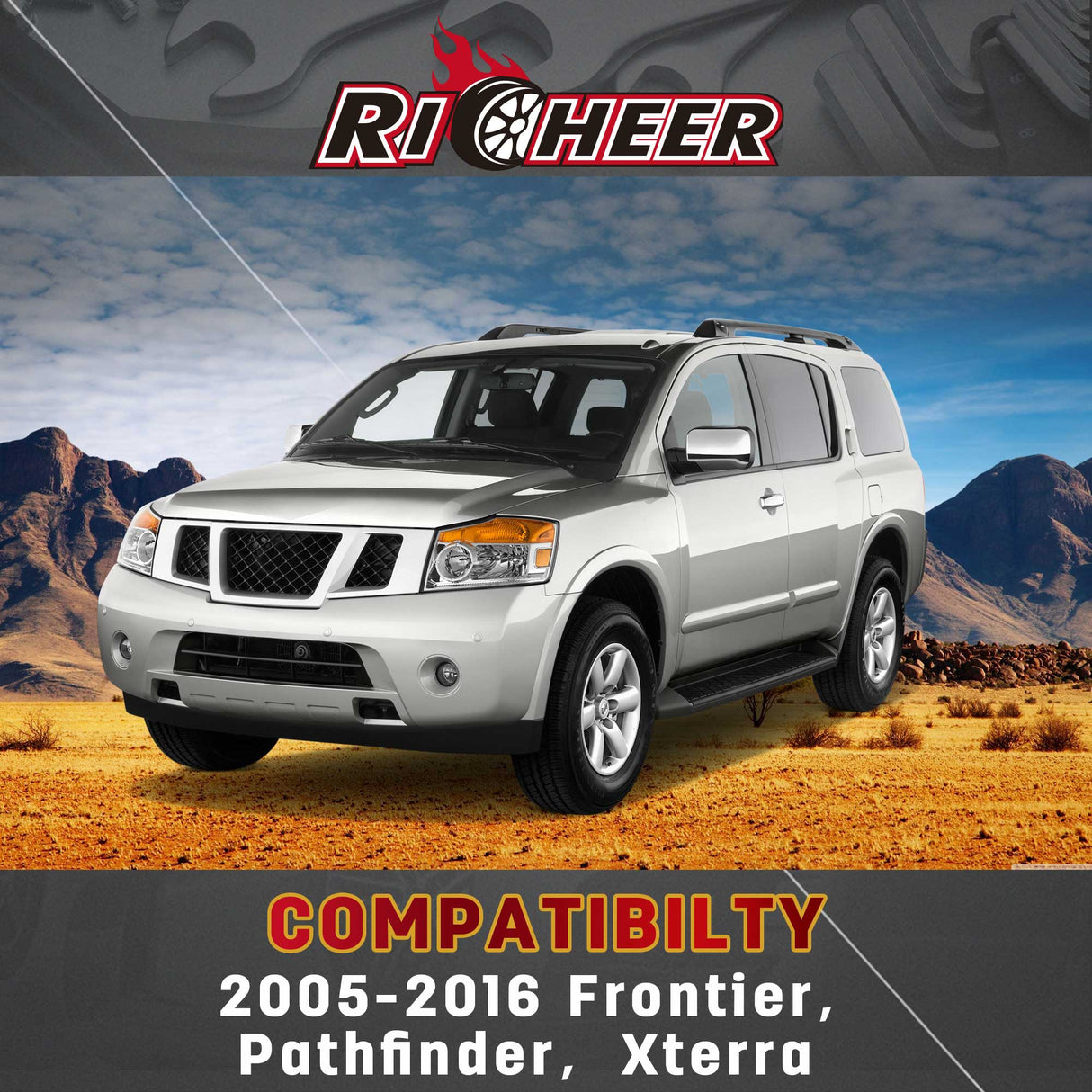 Richeer Front Upper Control Arms for 2-3" Lift Fits Nissan Frontier(2005-2021), Pathfinder, Xterra- Black