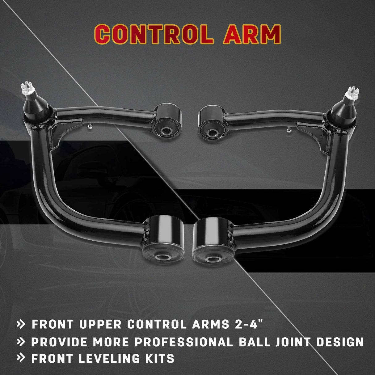 Richeer Front Upper Control Arms for 2-4" Lift Fits 2nd Gen Toyota Tundra(2007-2021) & Sequoia- Black