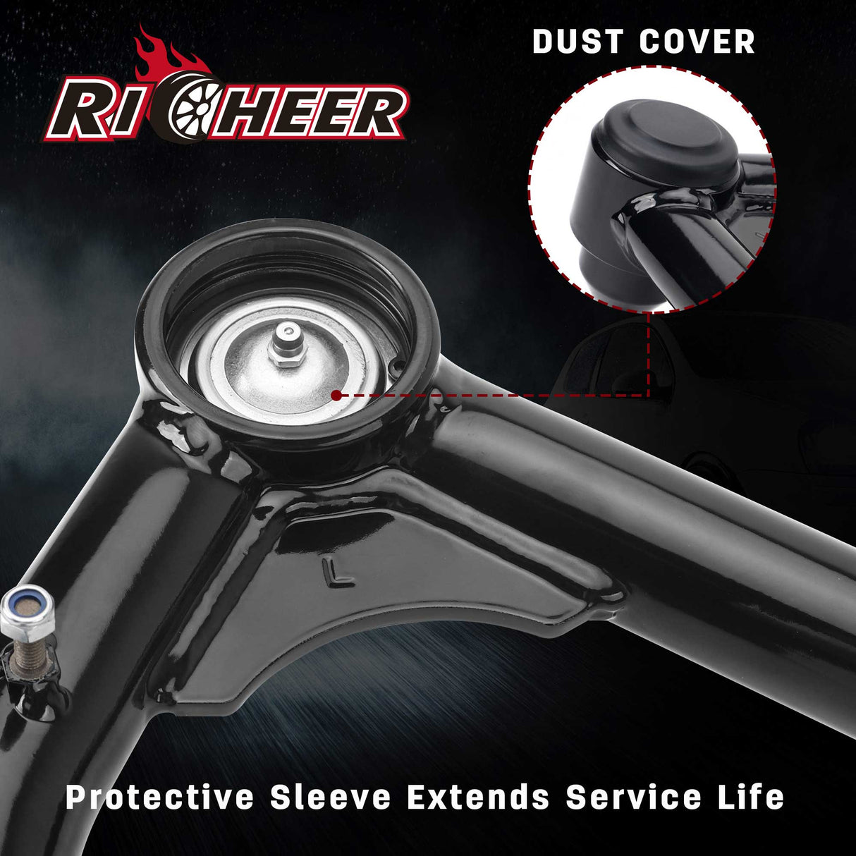 Richeer Front Upper Control Arms for 2-4" Lift Fits 2nd Gen Toyota Tundra(2007-2021) & Sequoia- Black