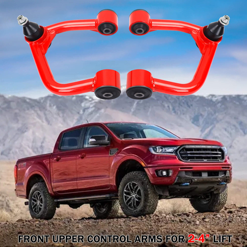 Richeer  Front Upper Control Arms for 2-4" Lift Fits 2019-2023 Ford Ranger 4th Gen (T6)- Red